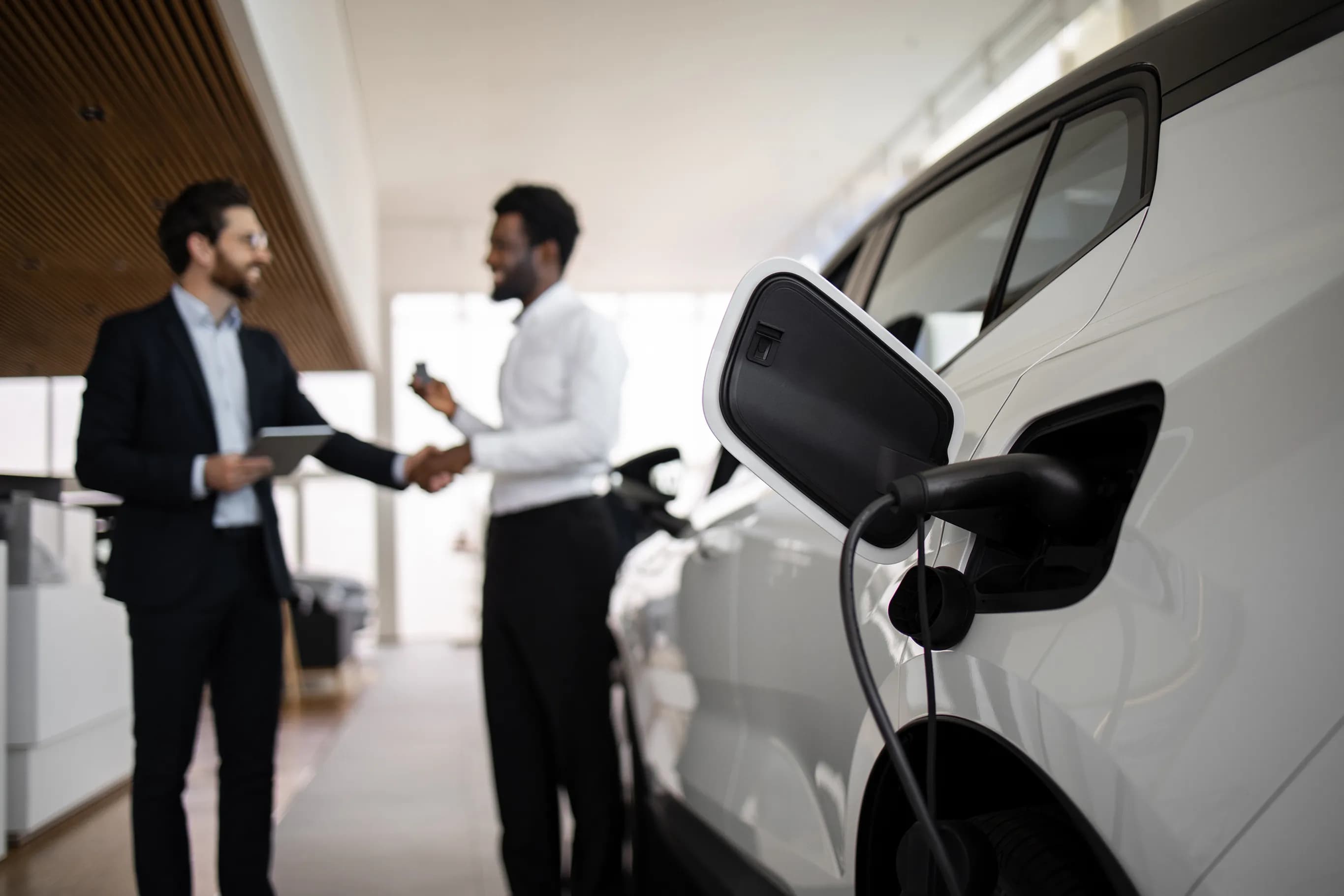 Electric car at a dealership